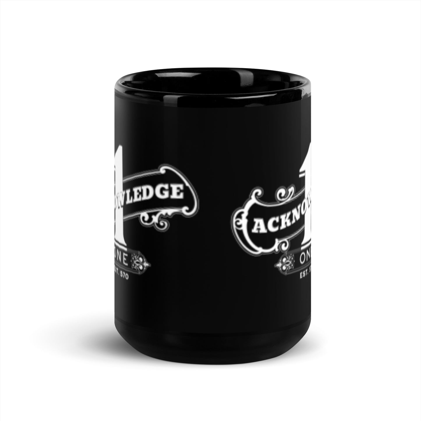 Acknowledge One Black Glossy Mug