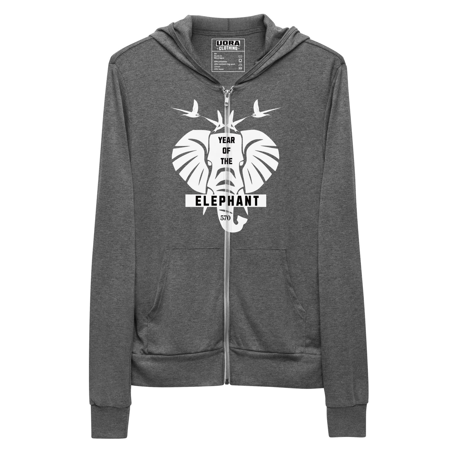 Year of The Elephant Unisex zip hoodie
