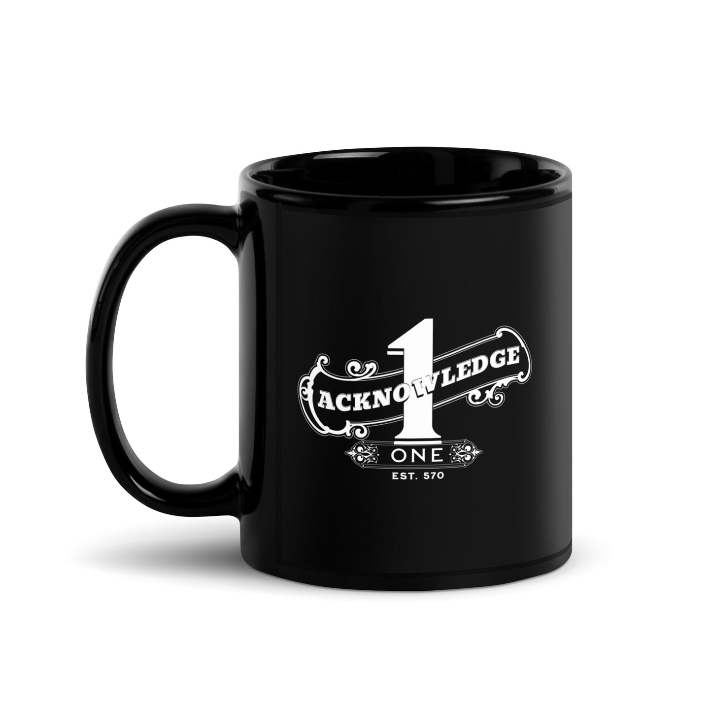 Acknowledge One Black Glossy Mug
