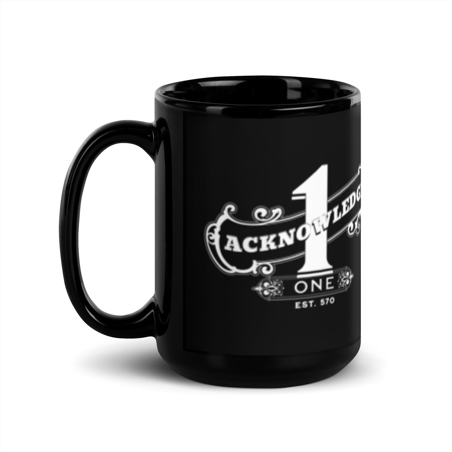 Acknowledge One Black Glossy Mug