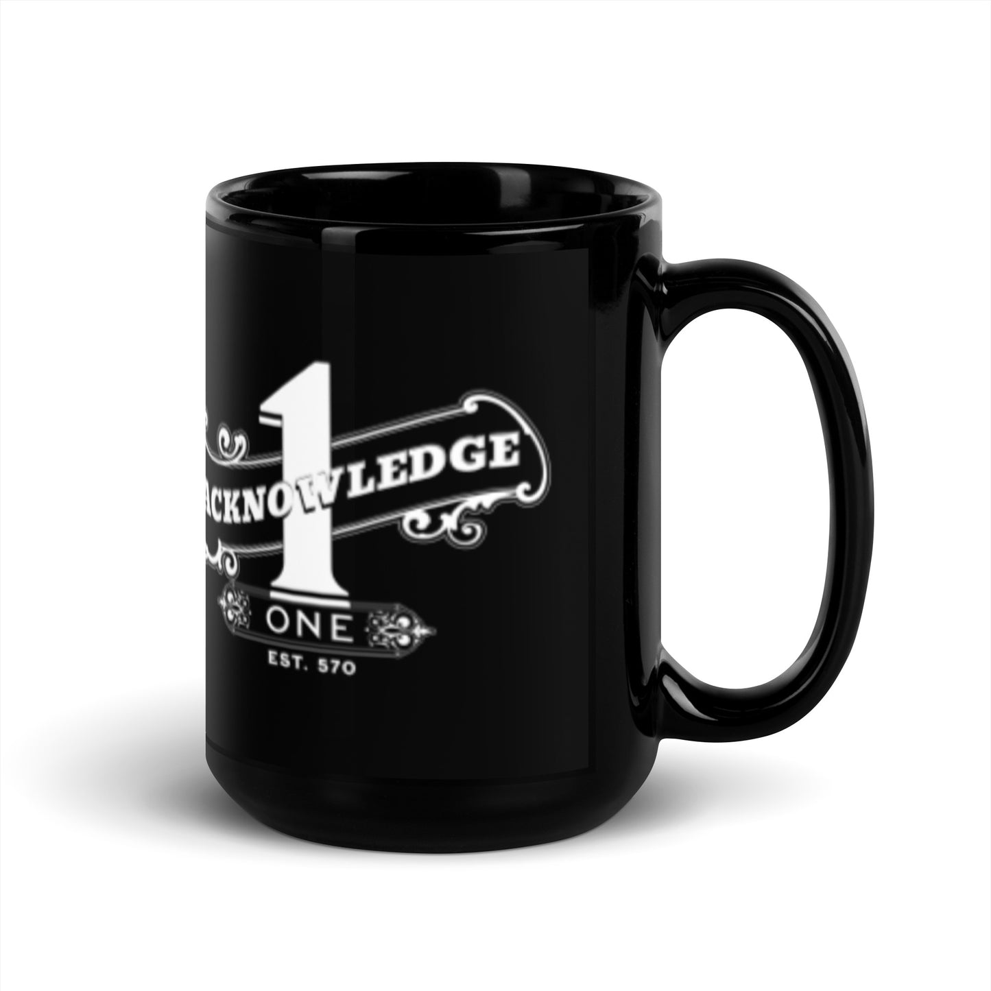 Acknowledge One Black Glossy Mug