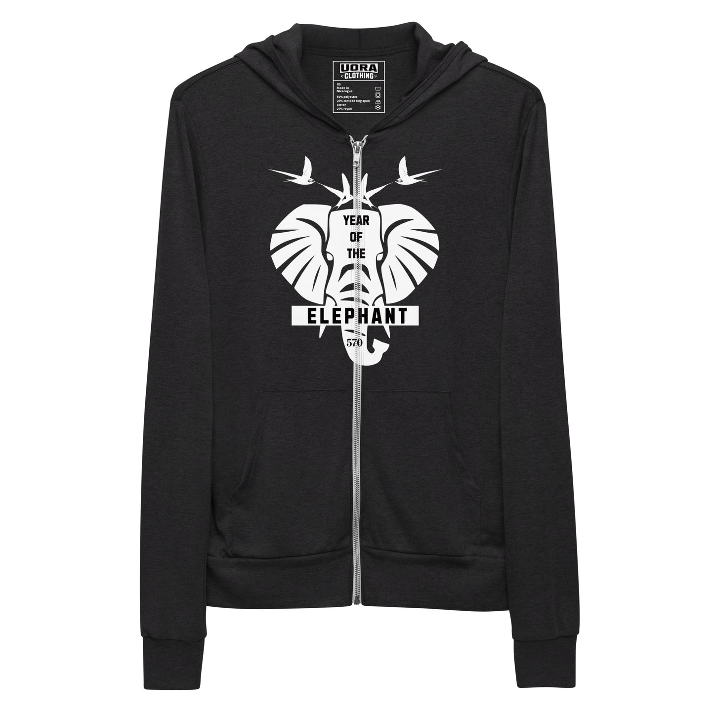 Year of The Elephant Unisex zip hoodie